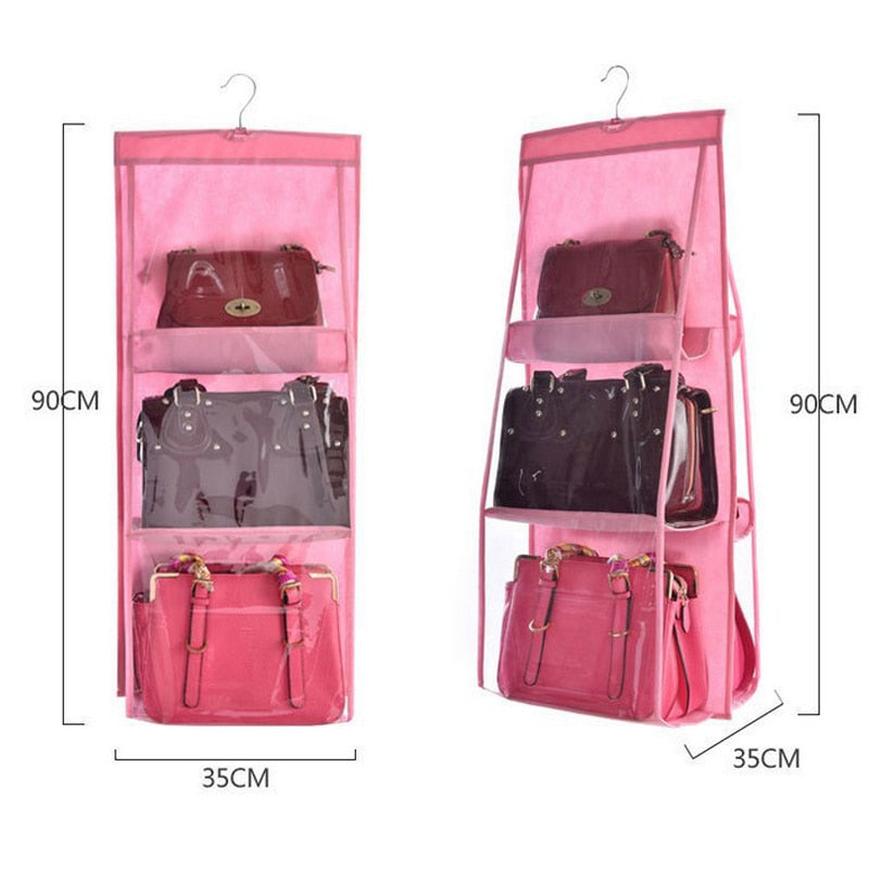 6 Pocket Hanging Bag Organizer Wardrobe Transparent Storage Bag