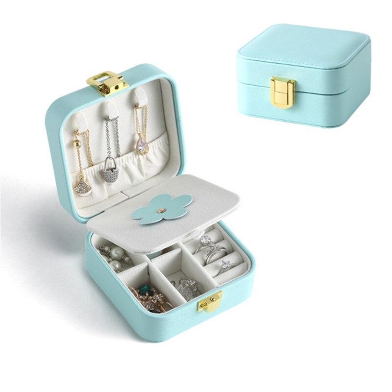 Travel Jewelry Box Organizer Mini Leather Storage Gift Case For Earring Necklace
