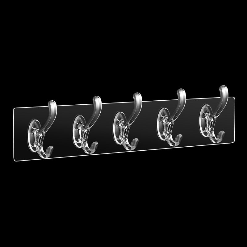 Transparent Wall Hooks Kitchen Bathroom Row Hooks