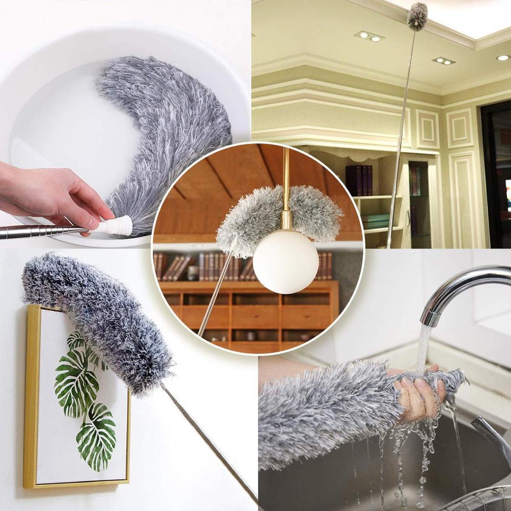 Eyliden Microfiber Duster with Extendable Long Handle 245cm Long 180 Degree Rotating Head for Car Home Kitchen Office