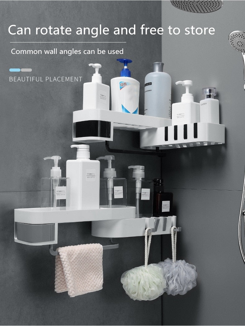 1 pcs Corner Shower Shelf Bathroom Shampoo Shower Shelf Holder Kitchen Storage Rack Organizer Wall Mounted