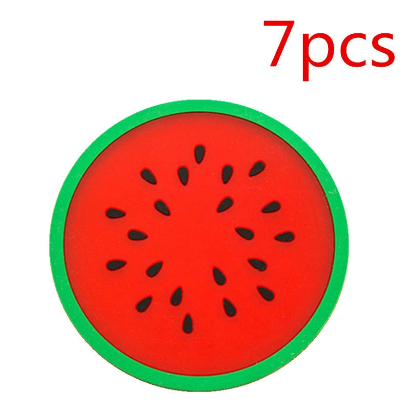 6 PCS Fruit Shape Silicone Cup Pad Slip Insulation Pad Cup Mat