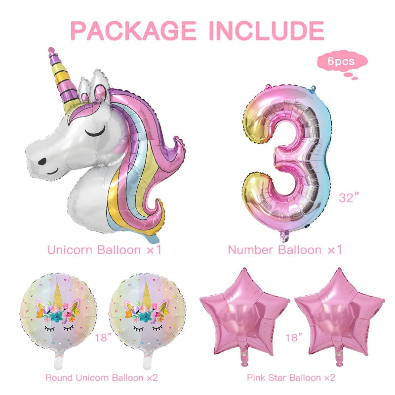 1Set Rainbow Unicorn Balloon