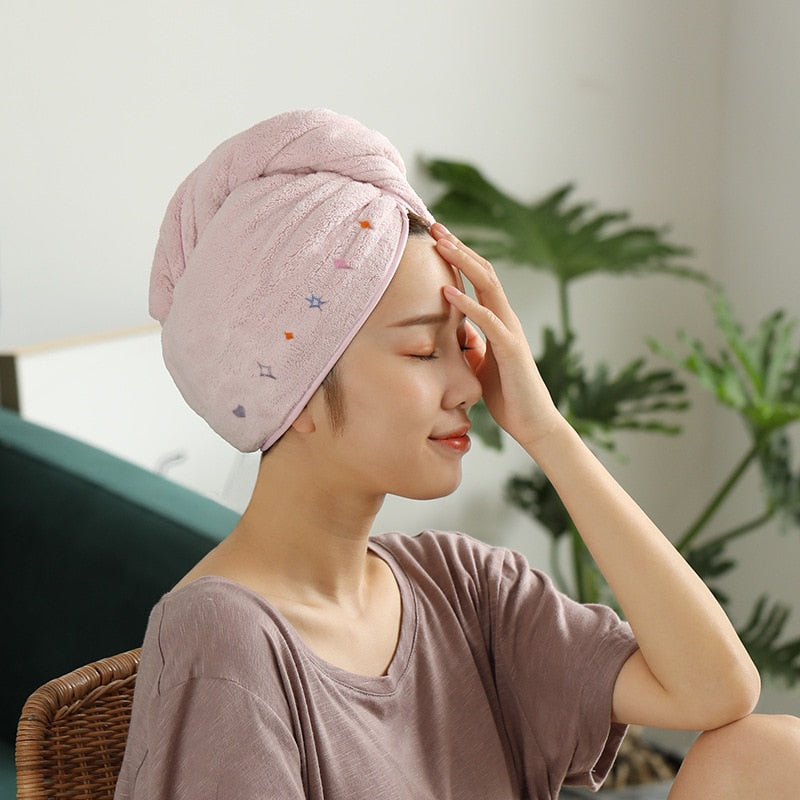 Good night Hair Towel Quick Drying Hat Microfiber Shower Cap Lady Quick Dry Hair Caps Absorption Bathroom Hair Turban Head Wraps