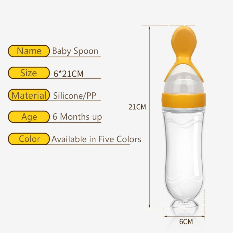 Newborn Baby Silicone Rice Cereal Paste Bottle Baby Feeding Spoon