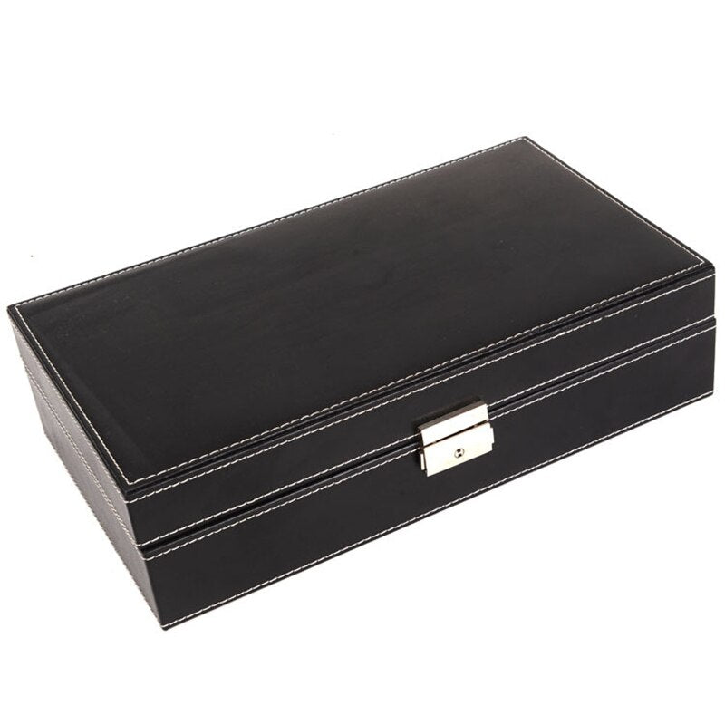 Black Watch Box Storage 8 Mens Watch Jewelry Display Box Drawer Lockable Watch Case