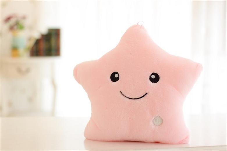 34CM Creative Toy Luminous Pillow Soft Stuffed Plush Glowing Colorful Stars Cushion