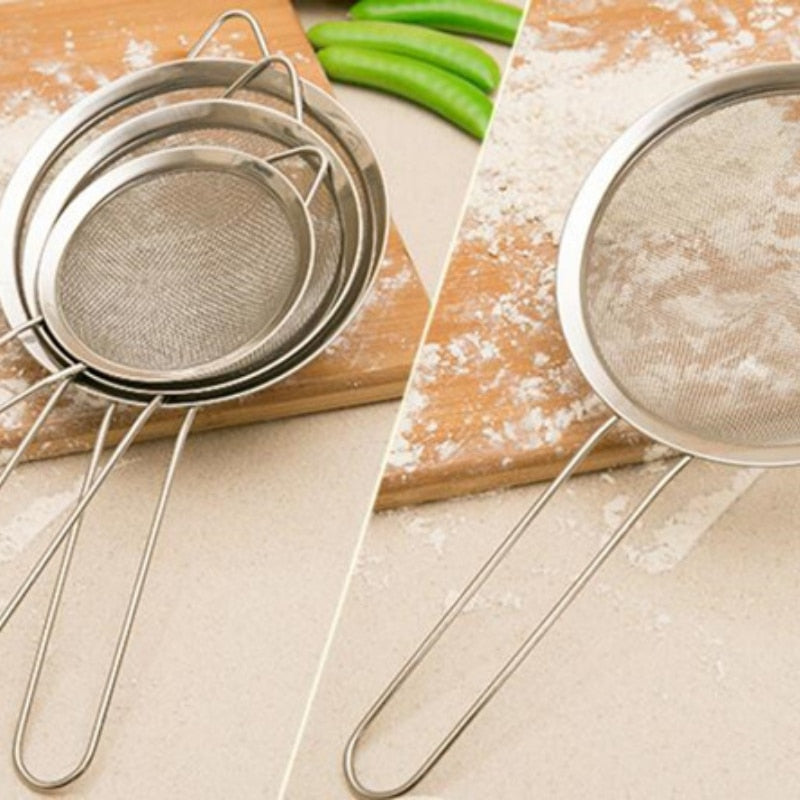 3pcs/set Stainless steel  Wire Fine Mesh Oil Strainer Flour Colander Sieve Sifter