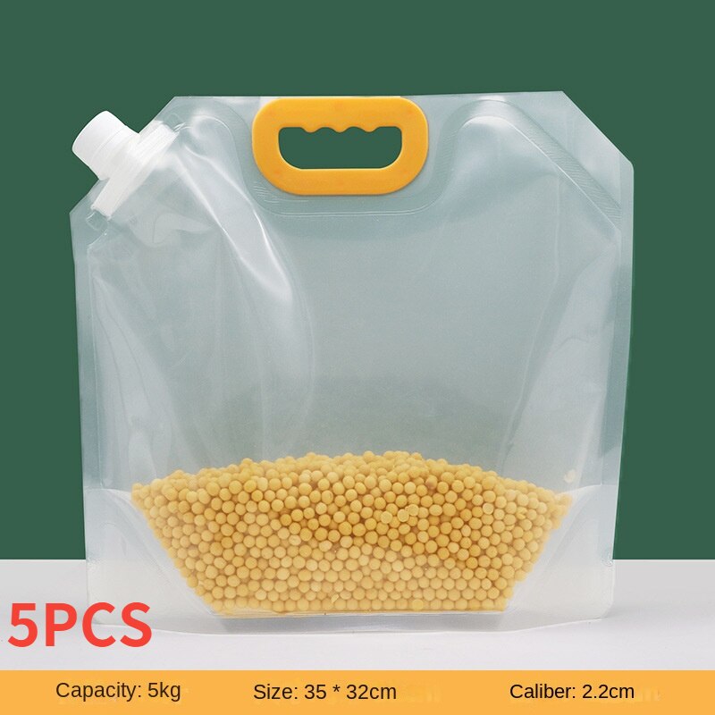 5/10PCsGrain Seal Bag Stand Up Storage Bag Refillable Food Sealing Bag