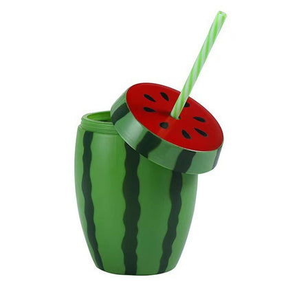 Creative Watermelon Shape Cup with Lid and Straw