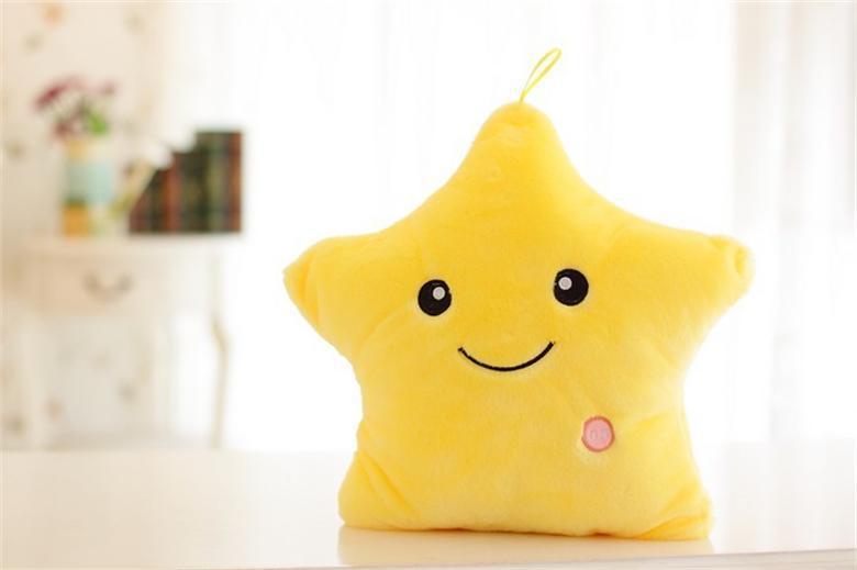 34CM Creative Toy Luminous Pillow Soft Stuffed Plush Glowing Colorful Stars Cushion