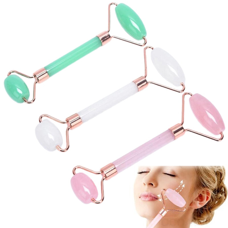 2pcs/set Face Spa Massager Neck Roller Gua Sha Scraper Board Face Lift Up Wrinkle Remover