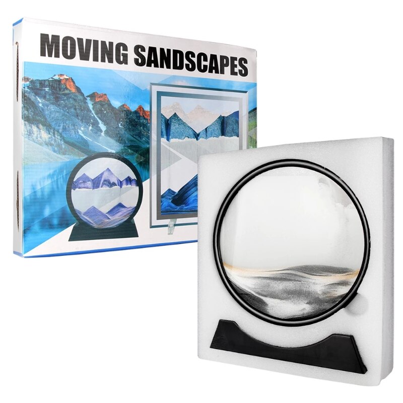 Moving Sand Art Picture Round Glass 3D Hourglass Deep Sea