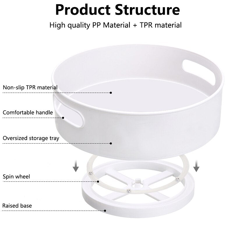 2pcs 360° Rotating Spice Rack Kitchen Organizer For Cabinet Seasoning Holder Storage Tray