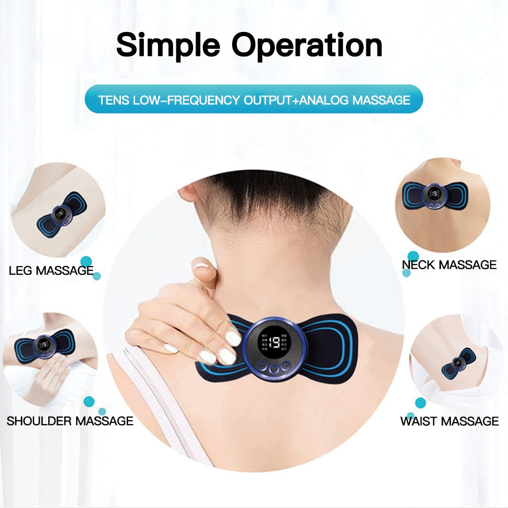 Electric EMS Neck Massager Mini Cervical Back Muscle Pain Relief Patch Stimulator Massageador