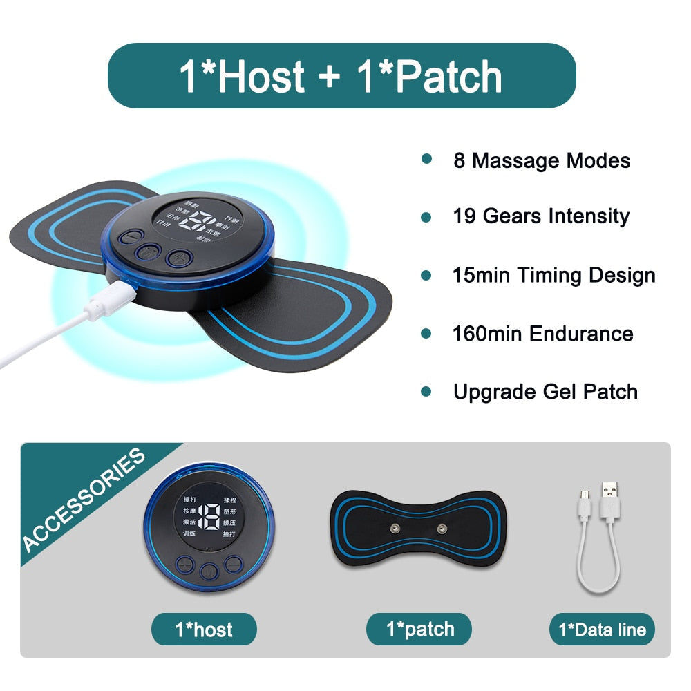 Electric EMS Neck Massager Mini Cervical Back Muscle Pain Relief Patch Stimulator Massageador