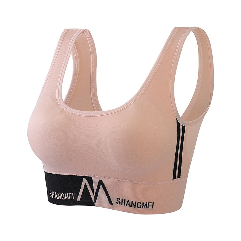 Girl Cotton Sport Training Bra Solid Color Wide Strap