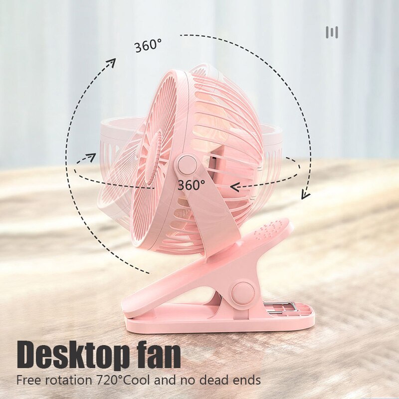 Mini Cooling Fan Portable Desktop Clip USB Charging Cool Fans