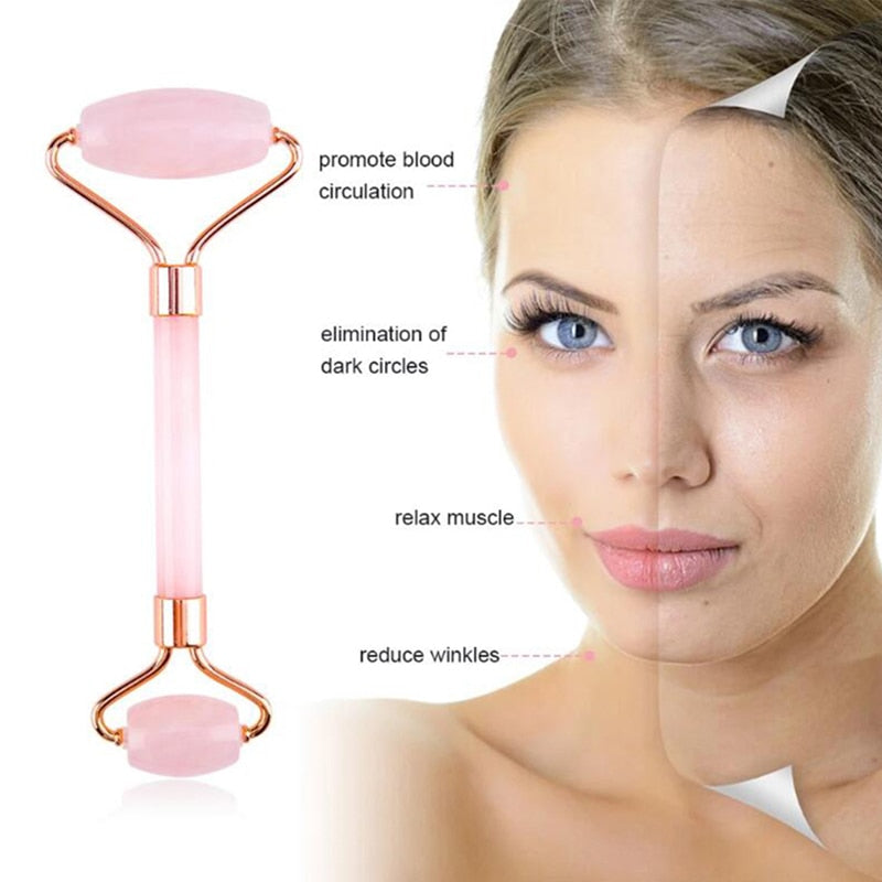 2pcs/set Face Spa Massager Neck Roller Gua Sha Scraper Board Face Lift Up Wrinkle Remover