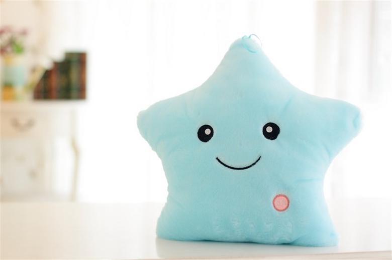 34CM Creative Toy Luminous Pillow Soft Stuffed Plush Glowing Colorful Stars Cushion