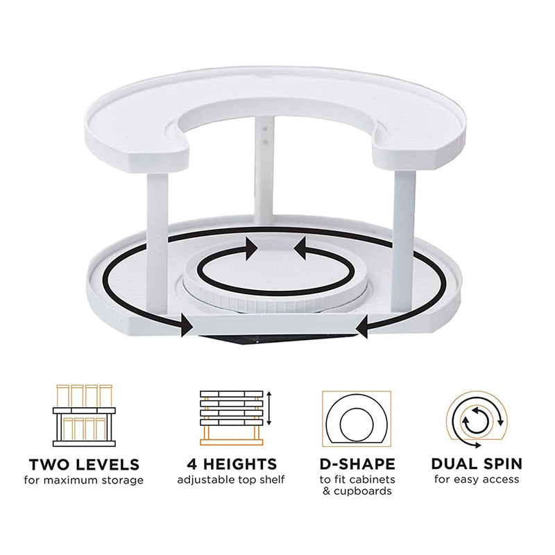 Kitchen rotating seasoning rack Double layer seasoning Salt sugar bottle storage rack