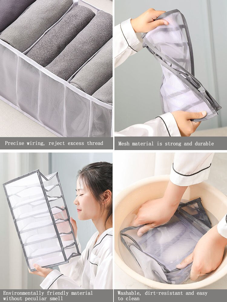 Mesh Jeans Storage Box with Compartments Leggings Clothes Separation Box