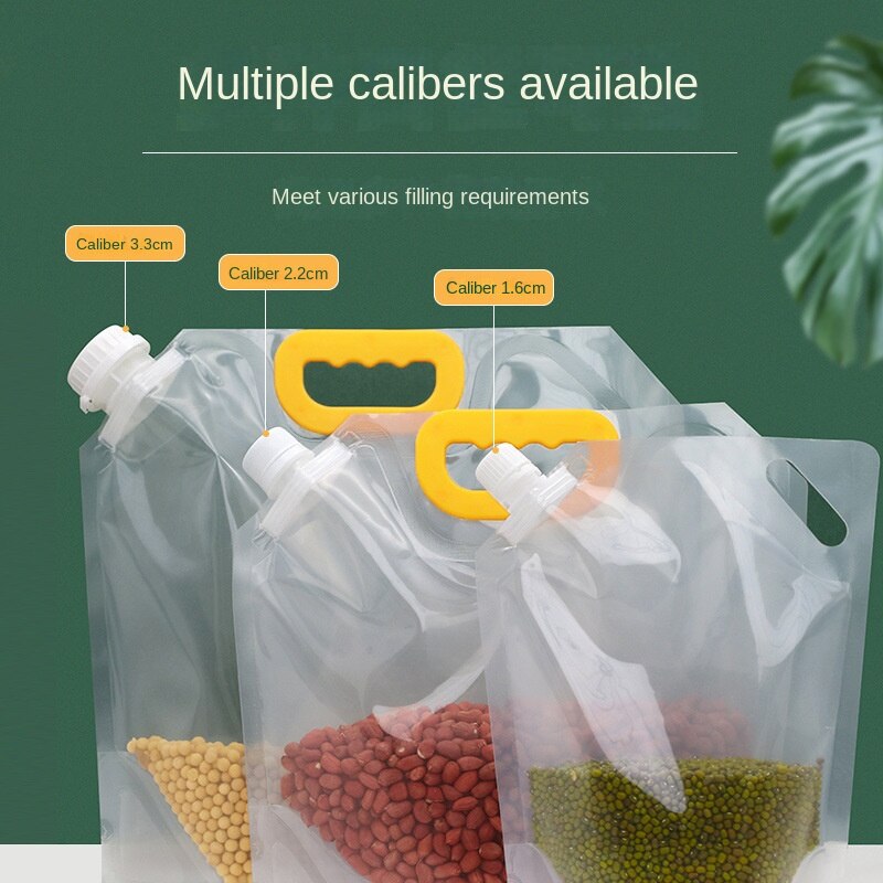 5/10PCsGrain Seal Bag Stand Up Storage Bag Refillable Food Sealing Bag