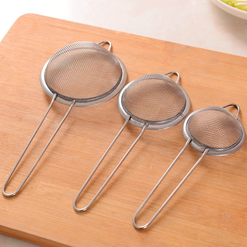 3pcs/set Stainless steel  Wire Fine Mesh Oil Strainer Flour Colander Sieve Sifter