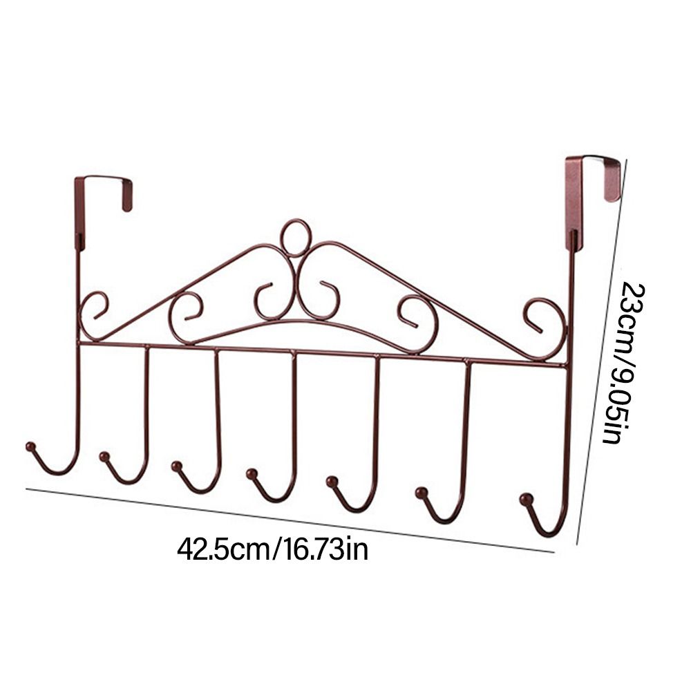 Over Door Metal Hanger Bracket 7 Hooks Nail-free Door Rear Hook Clothes Hanger