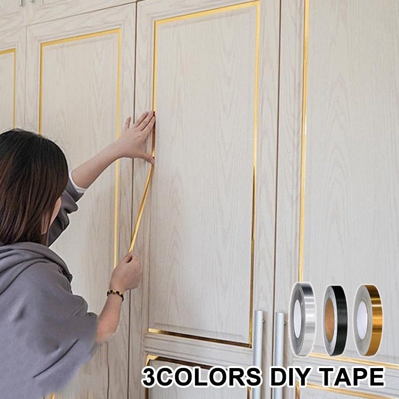 50M Brushed Gold Floor Edging Waterproof Seam Wall Stickers