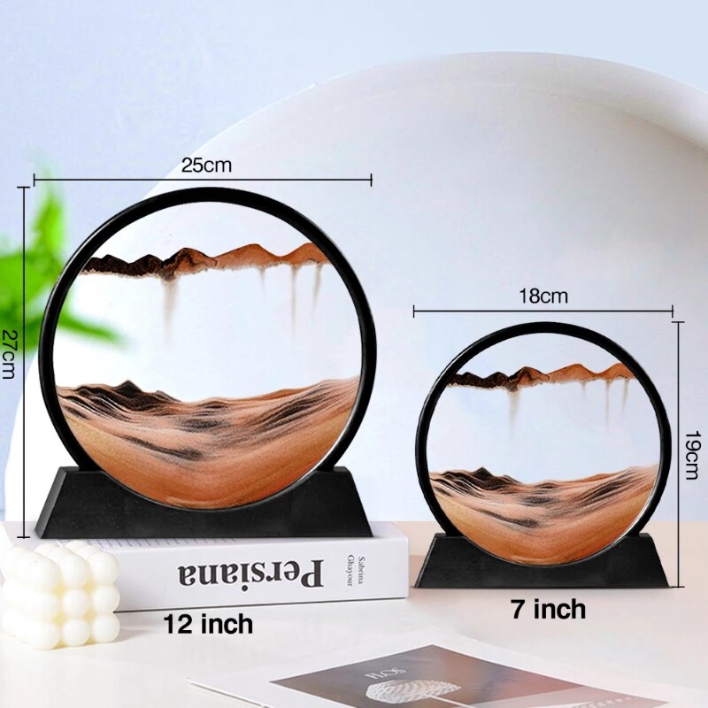 Moving Sand Art Picture Round Glass 3D Hourglass Deep Sea