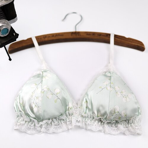 mulberry silk ultra-thin summer lace silk bra sponge detachable