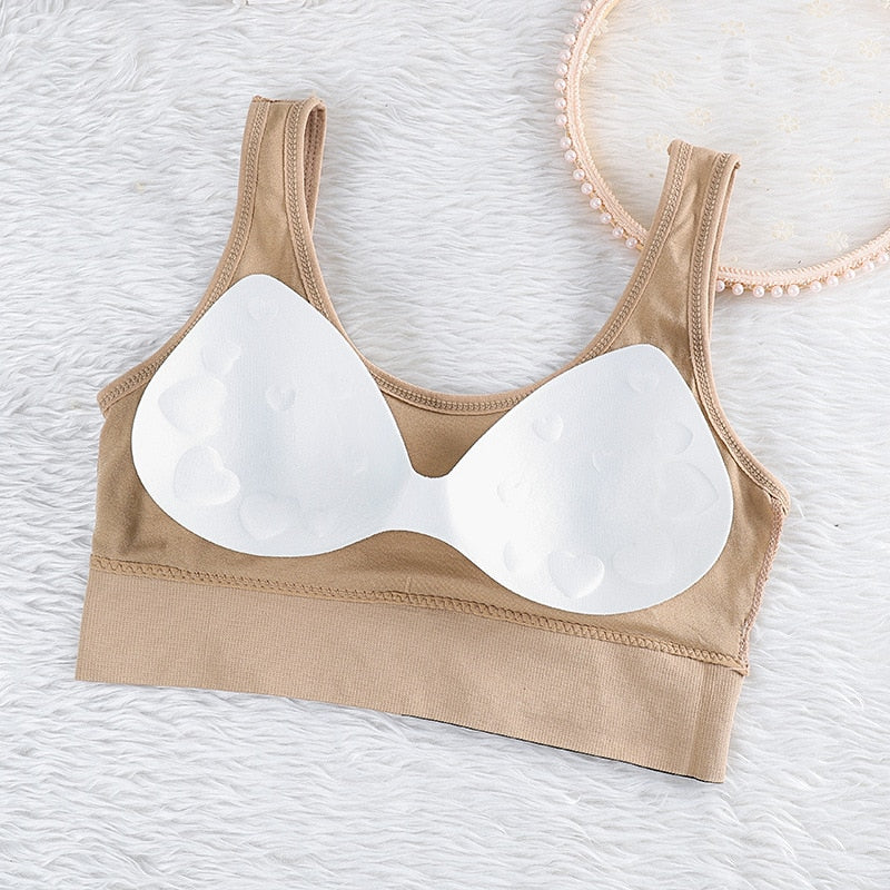 Girl Cotton Sport Training Bra Solid Color Wide Strap