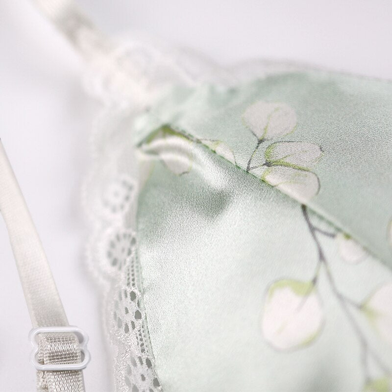 mulberry silk ultra-thin summer lace silk bra sponge detachable
