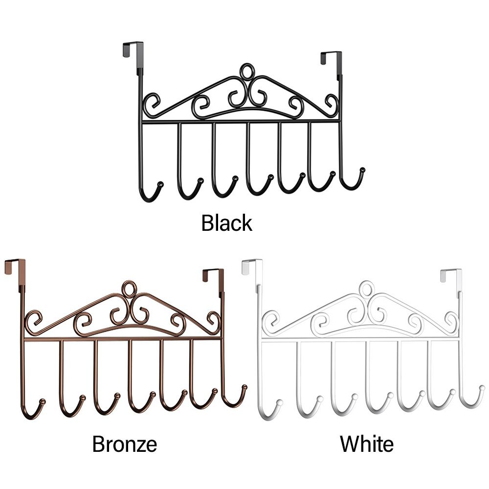 Over Door Metal Hanger Bracket 7 Hooks Nail-free Door Rear Hook Clothes Hanger