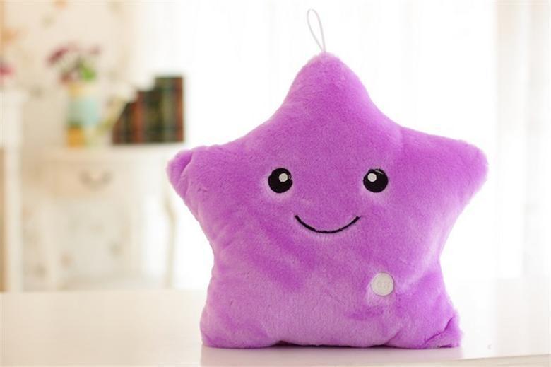 34CM Creative Toy Luminous Pillow Soft Stuffed Plush Glowing Colorful Stars Cushion