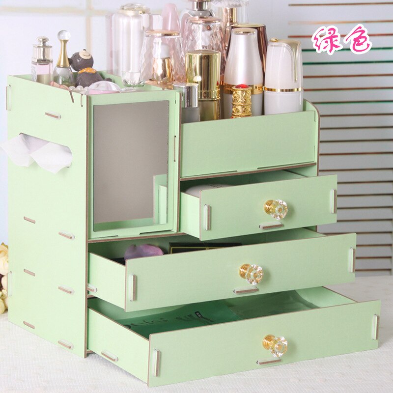 3 Layers Wooden Holder Large Cosmetic Makeup Jewelry Lipsticks Storage Organizer