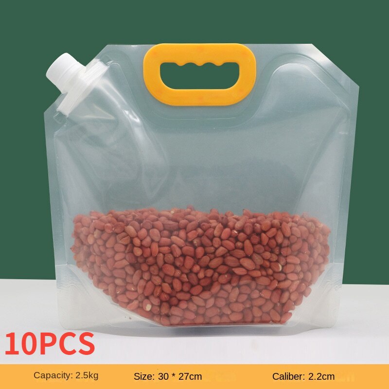 5/10PCsGrain Seal Bag Stand Up Storage Bag Refillable Food Sealing Bag