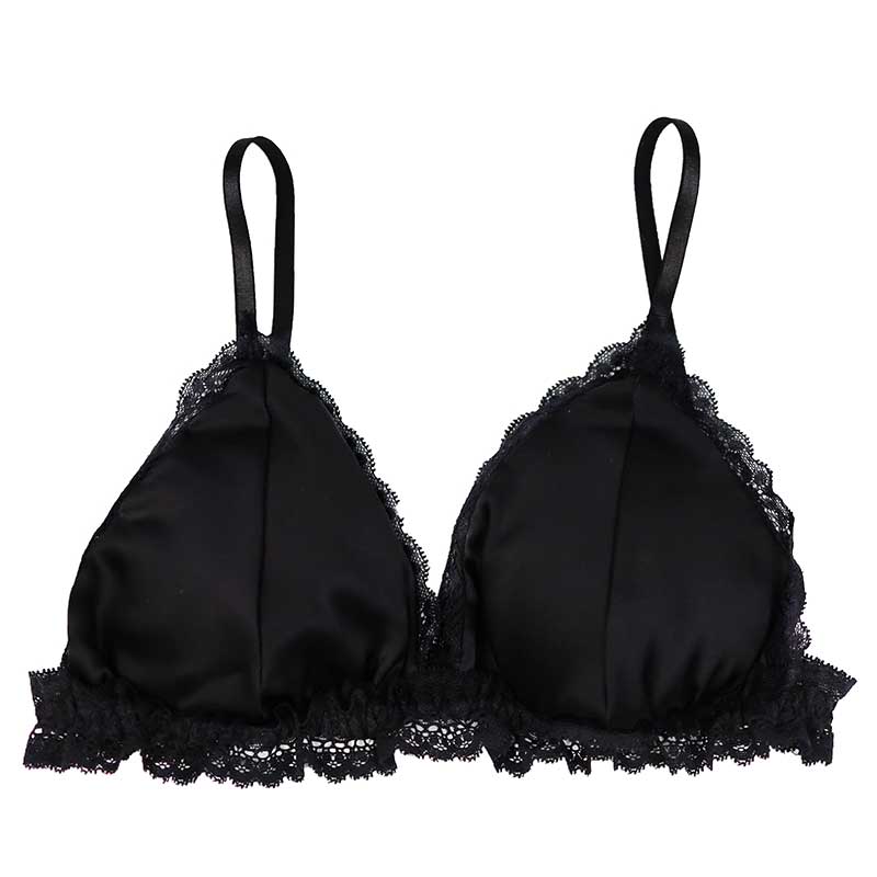mulberry silk ultra-thin summer lace silk bra sponge detachable