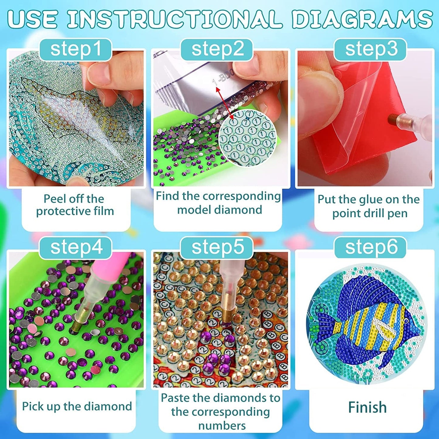 6Pcs/set Diamond Painting Coasters