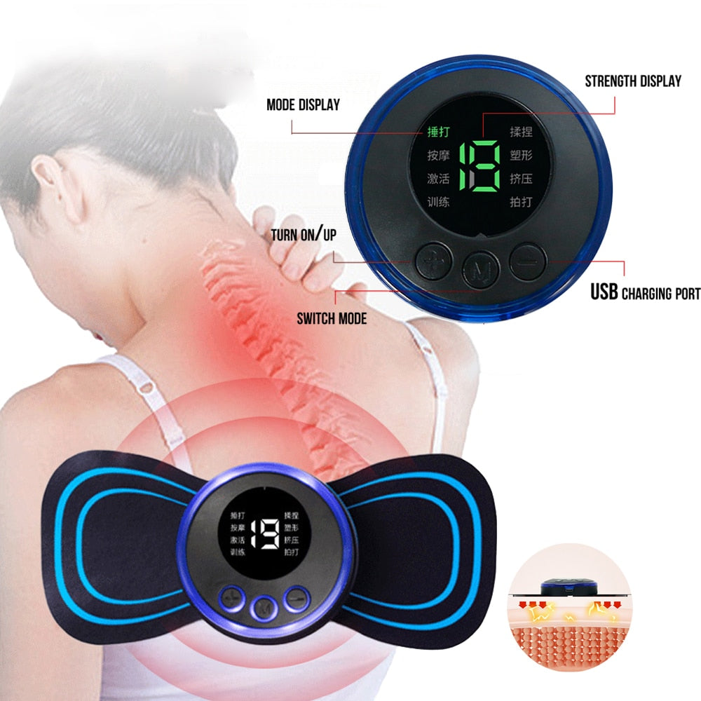 Electric EMS Neck Massager Mini Cervical Back Muscle Pain Relief Patch Stimulator Massageador