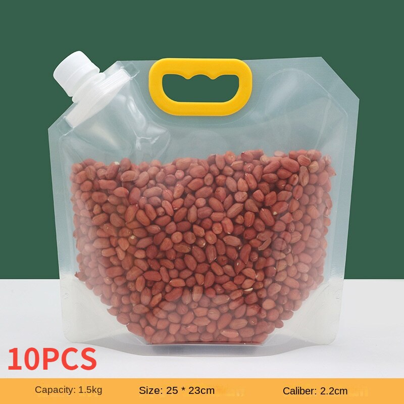 5/10PCsGrain Seal Bag Stand Up Storage Bag Refillable Food Sealing Bag