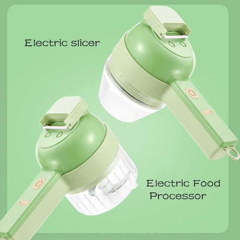 4In1 Electric Vegetable Cutter Set Handheld Wireless Electric Garlic Masher