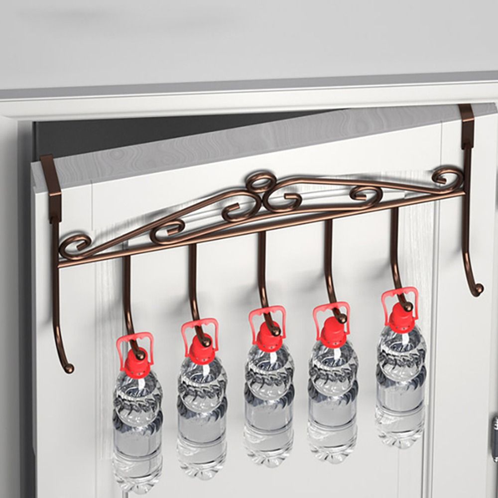 Over Door Metal Hanger Bracket 7 Hooks Nail-free Door Rear Hook Clothes Hanger