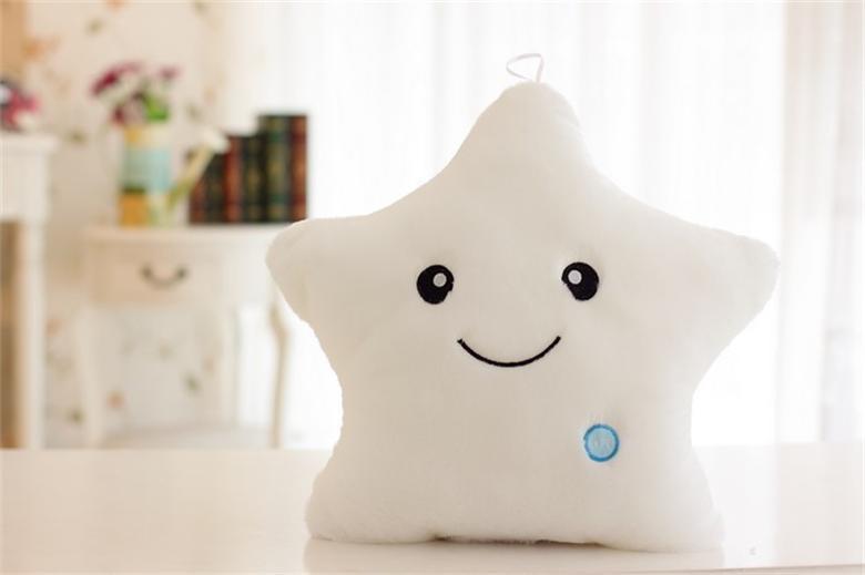 34CM Creative Toy Luminous Pillow Soft Stuffed Plush Glowing Colorful Stars Cushion