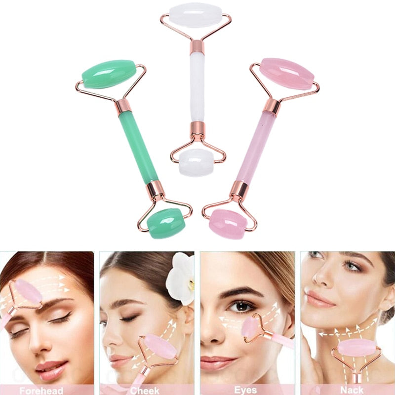 2pcs/set Face Spa Massager Neck Roller Gua Sha Scraper Board Face Lift Up Wrinkle Remover