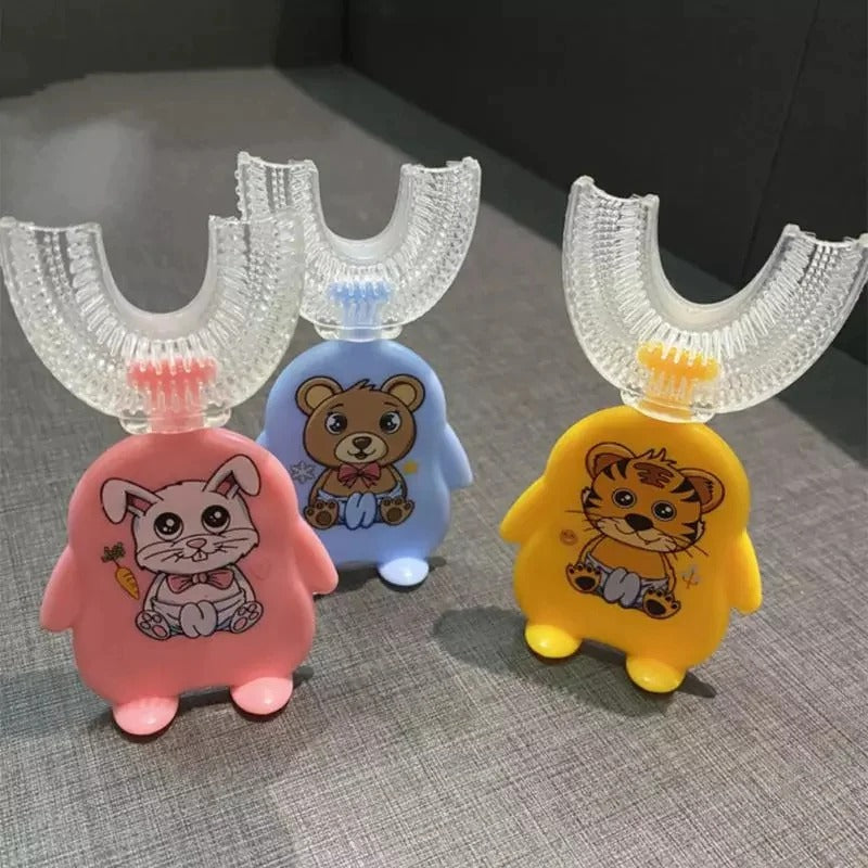 Cute Character 360 U Shaped Silicone Baby Toothbrush