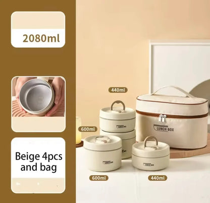 Japanese Style Insulated Lunch Box, Portable Office Lunch Box, Stainless Steel Lunch Box With Bag