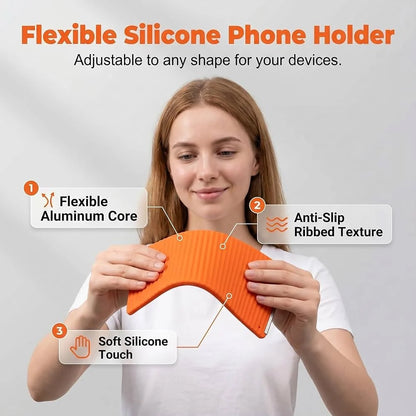 Flexible Silicone Phone Stand, Foldable Mobile Stand, Adjustable Mobile Holder, Phone Holder Stand for Desk, Tablet & Laptop Mobile Holder