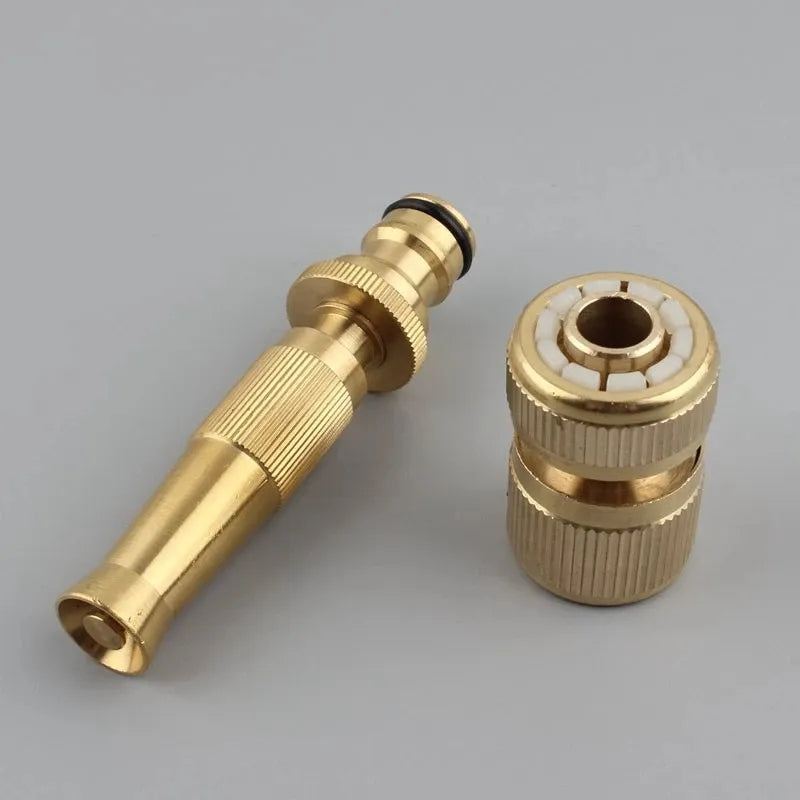 Spray Nozzle Water Gun Brass High Pressure Direct Spray Pistol Quick Connector Home Hose Adjustable Pressure Garden Sprinkler